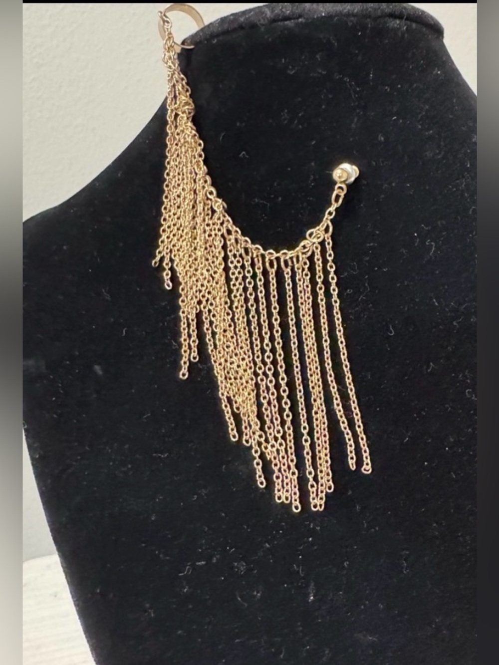 Elegant one Gold tone Chain Fringe Earrings